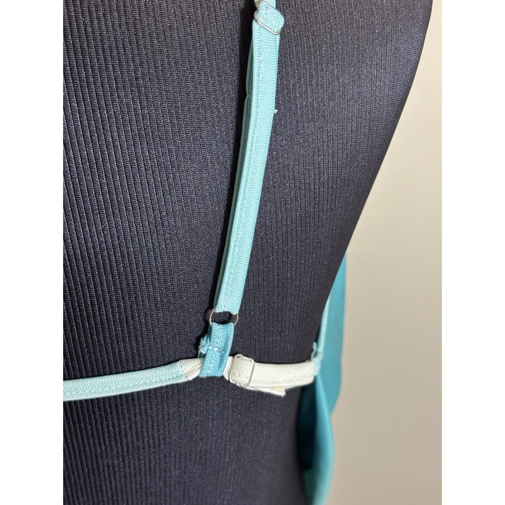 Peppermayo Teal Blue Backless Strapless Cowl Neck Crop Gold Embellished Size M - Picture 4 of 11